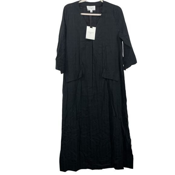 Tuckernuck Pomander Place Size XS Black Carolina Caftan Maxi Dress Cotton Midi - Picture 2 of 8